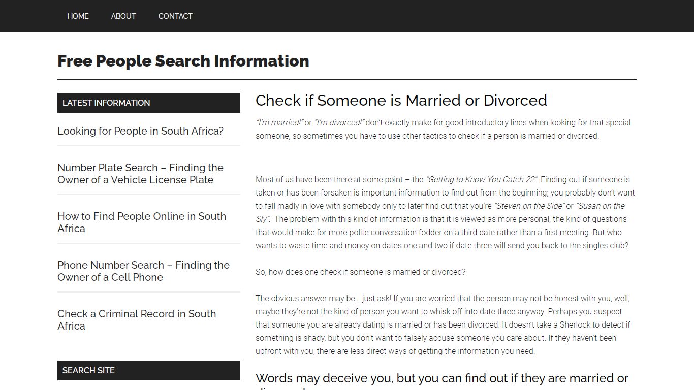 Check if Someone is Married or Divorced - Free People Search Information